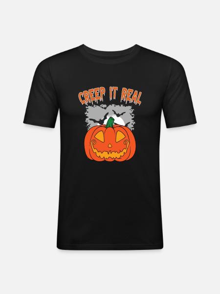 Cute Halloween Ghost Halloween - Men's Slim Fit T-Shirt - black