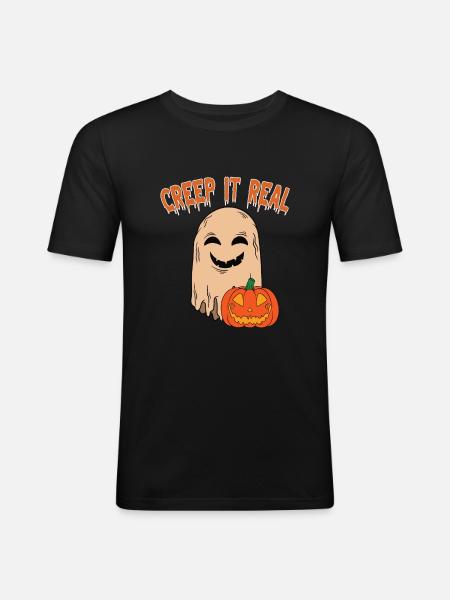 Cute Halloween Ghost Halloween - Men's Slim Fit T-Shirt - black