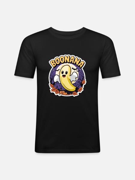 Halloween Boonana Halloween Ghost - Men's Slim Fit T-Shirt - black