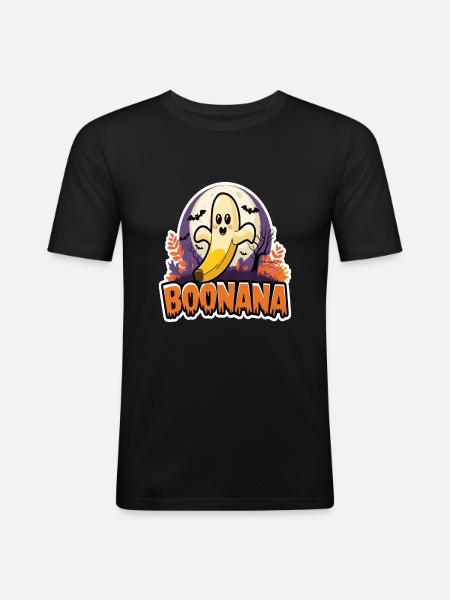 Halloween Boonana Halloween Ghost - Men's Slim Fit T-Shirt - black