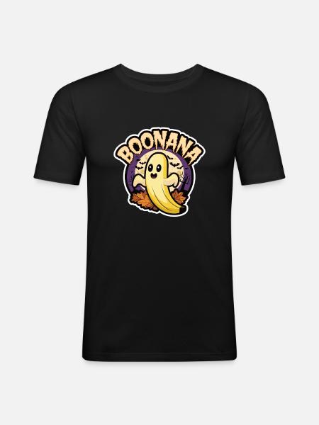 Halloween Boonana Halloween Ghost - Men's Slim Fit T-Shirt - black