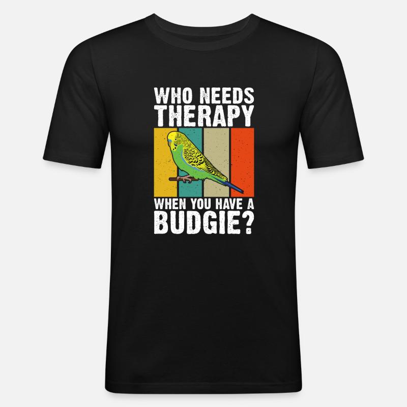Budgie Gift - Männer Slim Fit T-Shirt - Schwarz