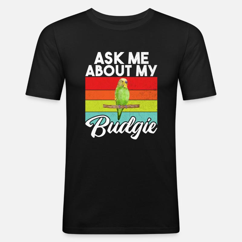 Budgie Gift - Männer Slim Fit T-Shirt - Schwarz