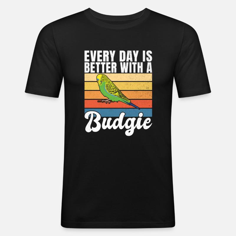 Budgie Gift - Männer Slim Fit T-Shirt - Schwarz
