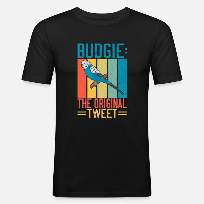 Budgie Gift - Männer Slim Fit T-Shirt - Schwarz
