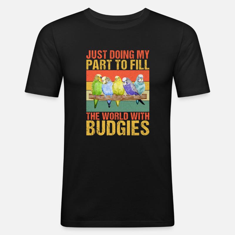 Budgie Gift - Männer Slim Fit T-Shirt - Schwarz