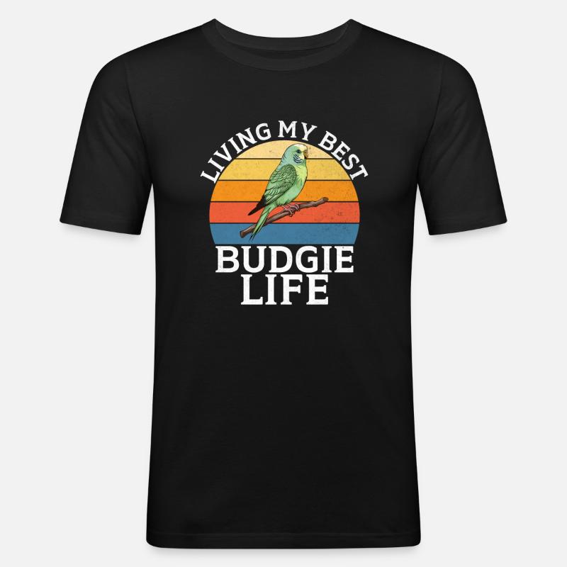 Budgie Gift - Männer Slim Fit T-Shirt - Schwarz