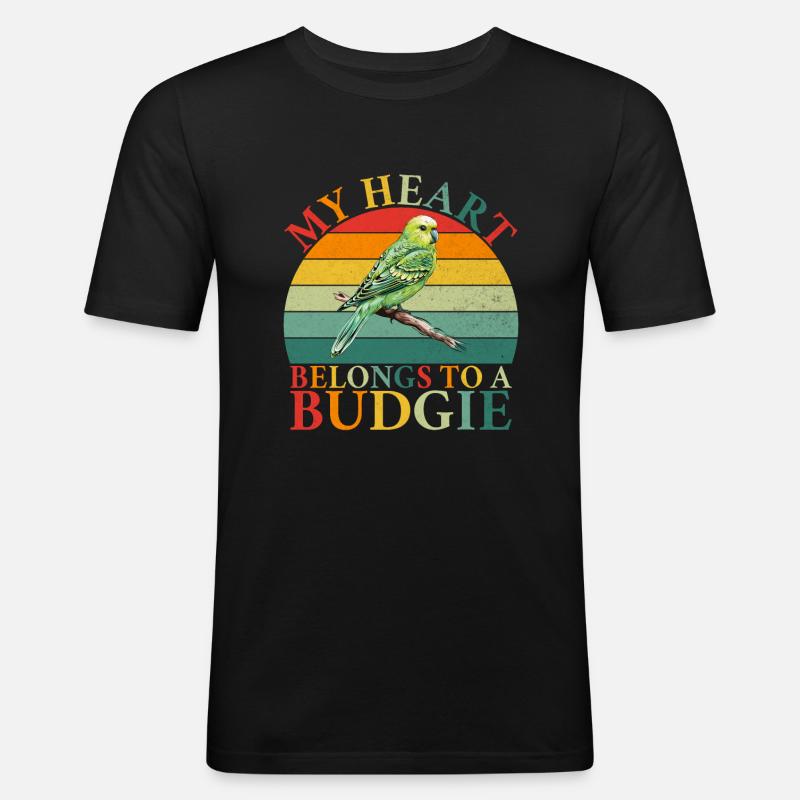 Budgie Gift - Männer Slim Fit T-Shirt - Schwarz