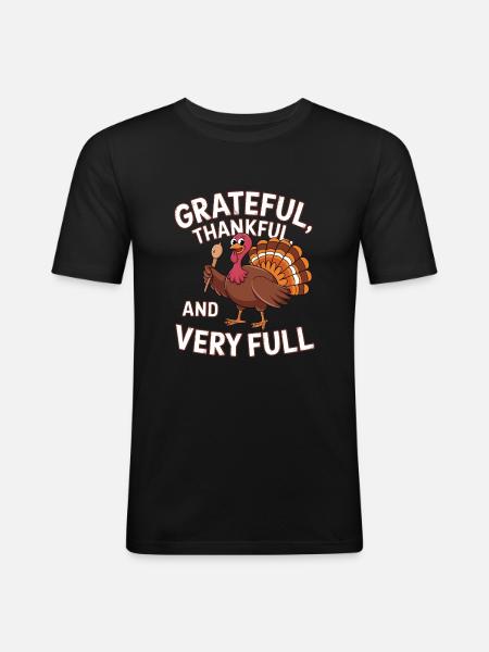 Lustiger Thanksgiving Truthahn - Männer Slim Fit T-Shirt - Schwarz