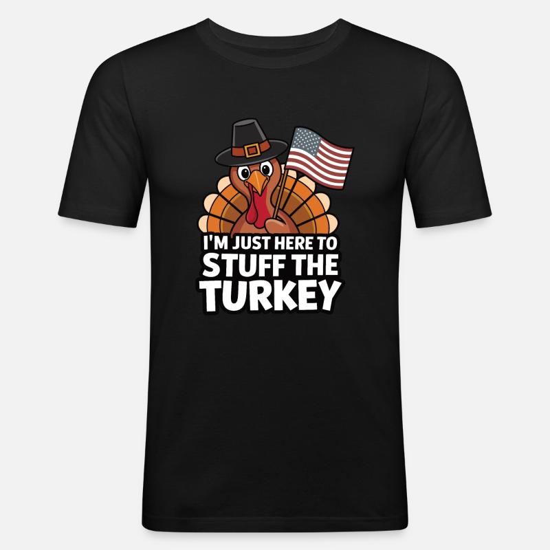 Dinde drôle de Thanksgiving - T-shirt près du corps Homme - noir