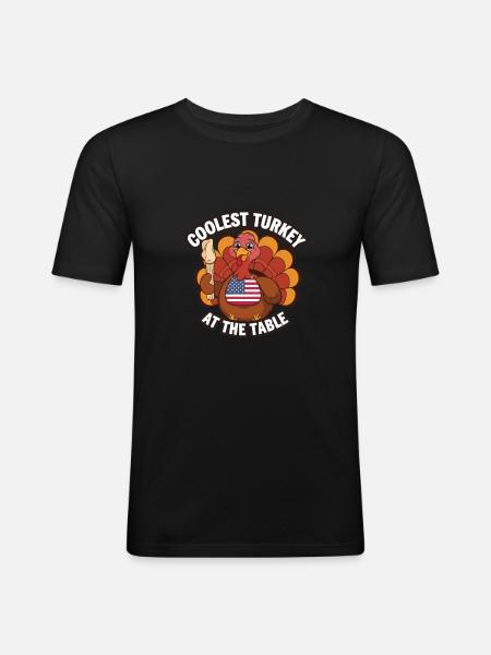 Funny Thanksgiving Turkey - Men's Slim Fit T-Shirt - black