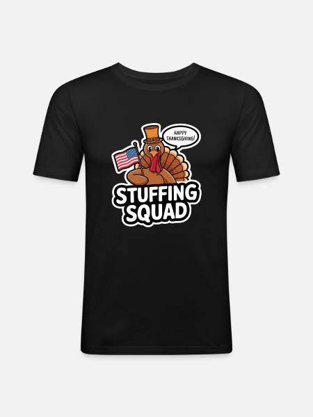 Lustiger Thanksgiving Truthahn - Männer Slim Fit T-Shirt - Schwarz
