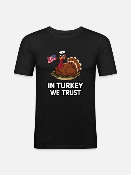 Dinde drôle de Thanksgiving - T-shirt près du corps Homme - noir