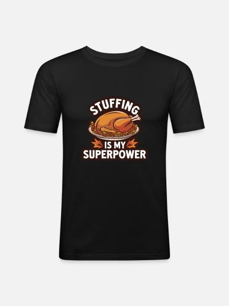 Dinde drôle de Thanksgiving - T-shirt près du corps Homme - noir