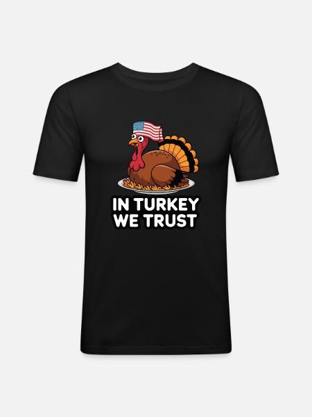 Funny Thanksgiving Turkey - Men's Slim Fit T-Shirt - black