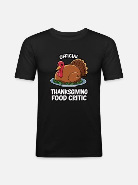 Lustiger Thanksgiving Truthahn - Männer Slim Fit T-Shirt - Schwarz