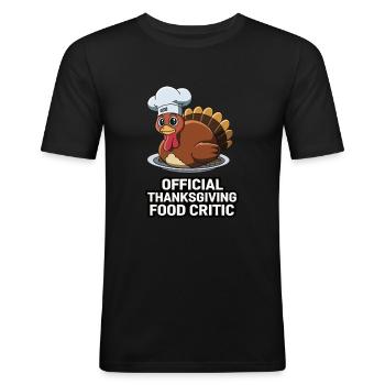 Dinde drôle de Thanksgiving - T-shirt près du corps Homme - noir - Devant - Nik (191cm)