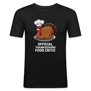 Dinde drôle de Thanksgiving - T-shirt près du corps Homme - noir - Devant - Nik (191cm)