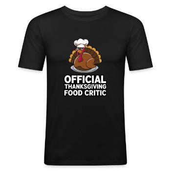 Dinde drôle de Thanksgiving - T-shirt près du corps Homme - noir - Devant - Nik (191cm)