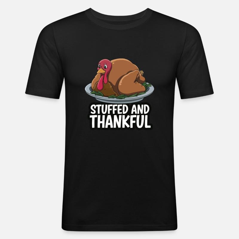 Dinde drôle de Thanksgiving - T-shirt près du corps Homme - noir