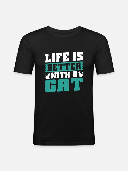Cat Dad Gifts - Men's Slim Fit T-Shirt - black