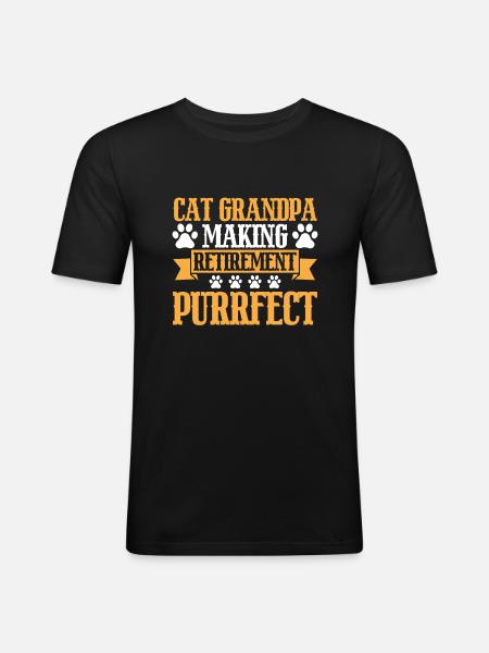 Chats Cadeaux Papy - T-shirt près du corps Homme - noir