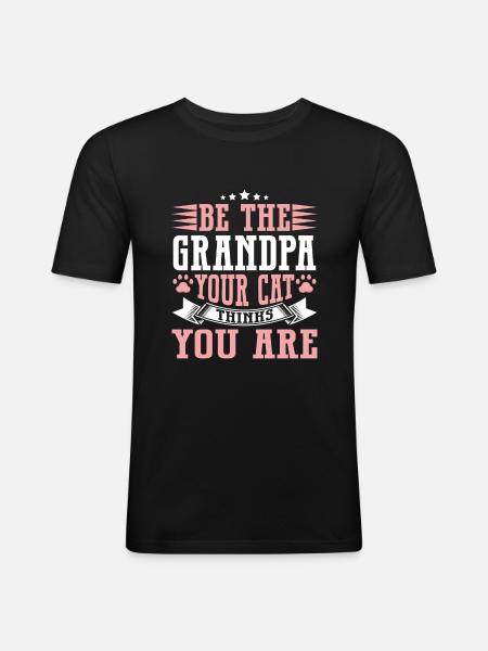 Chats Cadeaux Papy - T-shirt près du corps Homme - noir