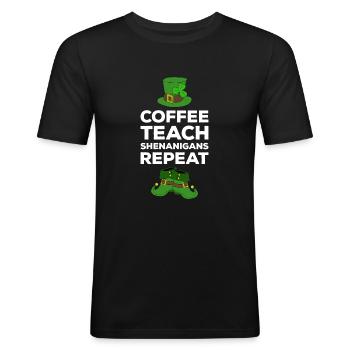 Happy St. Patrick's Day Shamrocks - Men's Slim Fit T-Shirt - black - Front - Nik (191cm)