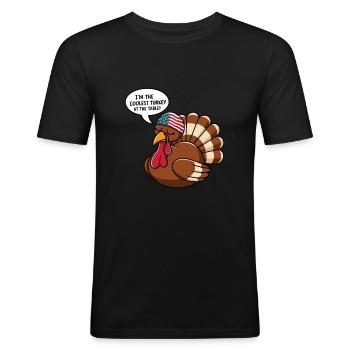 Lustiger Thanksgiving Truthahn - Männer Slim Fit T-Shirt - Schwarz - Vorne - Nik (191cm)