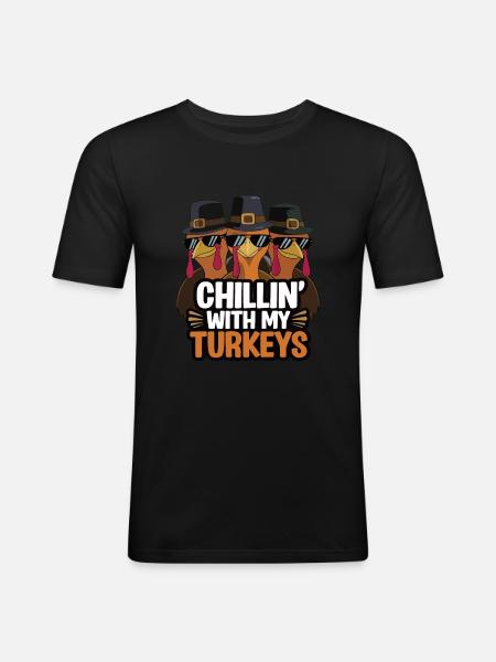 Dinde drôle de Thanksgiving - T-shirt près du corps Homme - noir