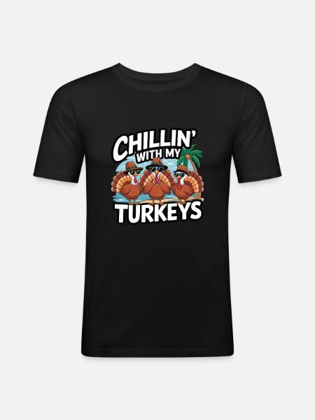 Funny Thanksgiving Turkey - Men's Slim Fit T-Shirt - black