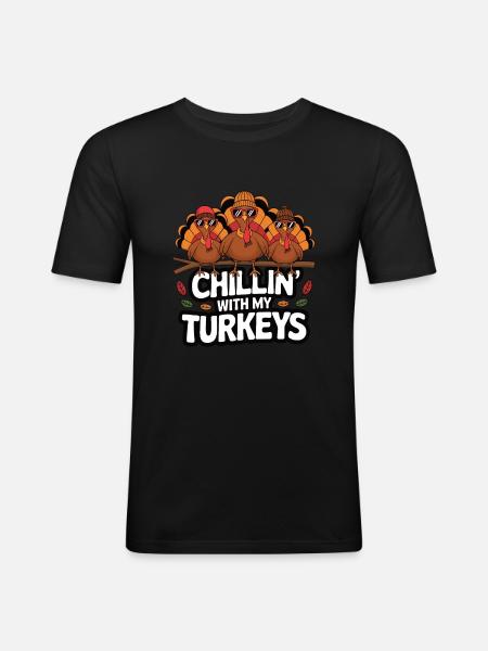 Funny Thanksgiving Turkey - Men's Slim Fit T-Shirt - black