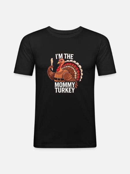 Mommy Turkey Thanksgiving - Men's Slim Fit T-Shirt - black
