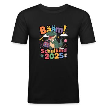 Schulkind 2025 Einschulung Schulanfang - Männer Slim Fit T-Shirt - Schwarz - Vorne - Nik (191cm)