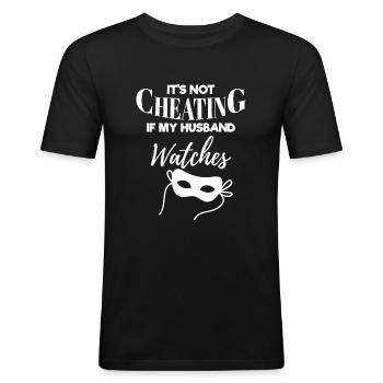 Threesome Swinger Gift Hotwife Not Cheating - Men's Slim Fit T-Shirt - black - Front - Nik (191cm)