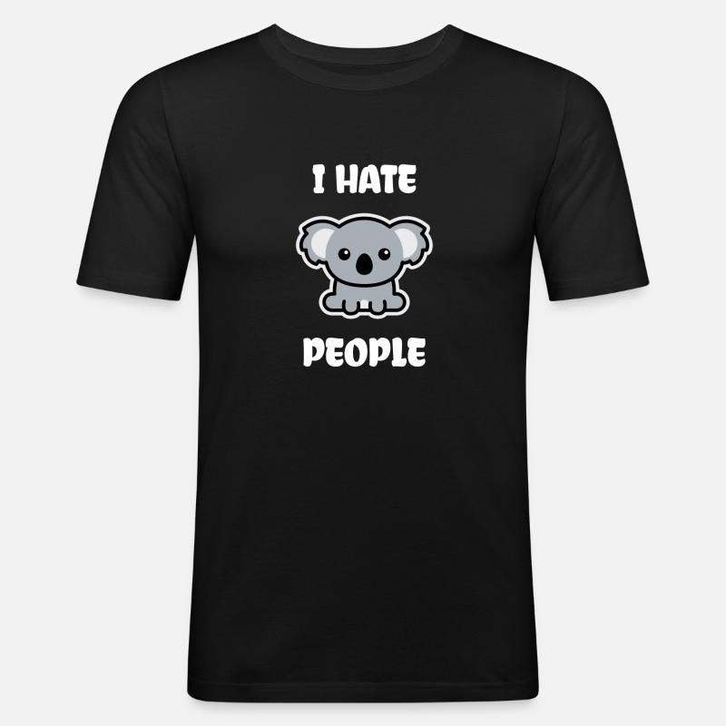 Koalabär I Hate People - Männer Slim Fit T-Shirt - Schwarz