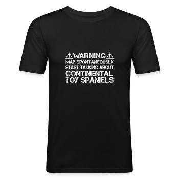 Épagneul jouet continental - T-shirt près du corps Homme - noir - Devant - Nik (191cm)