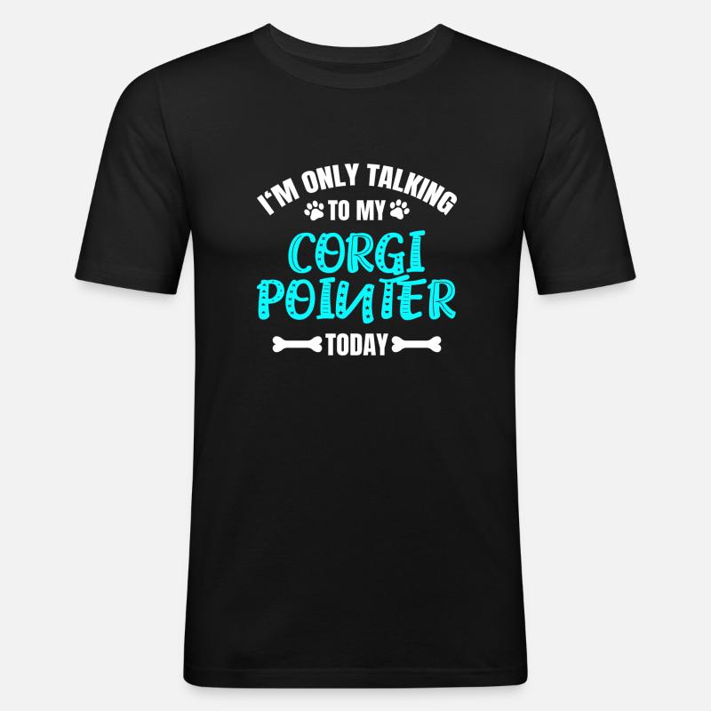 Corgi Pointer - Männer Slim Fit T-Shirt - Schwarz
