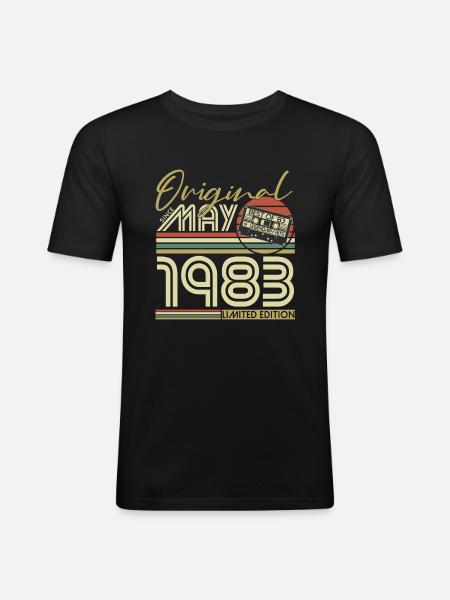 May 1983 vintage vintage retro birthday - Men's Slim Fit T-Shirt - black