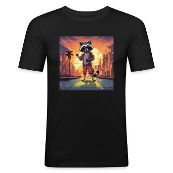 Raton laveur épique IV - T-shirt près du corps Homme - noir - Devant - Nik (191cm)