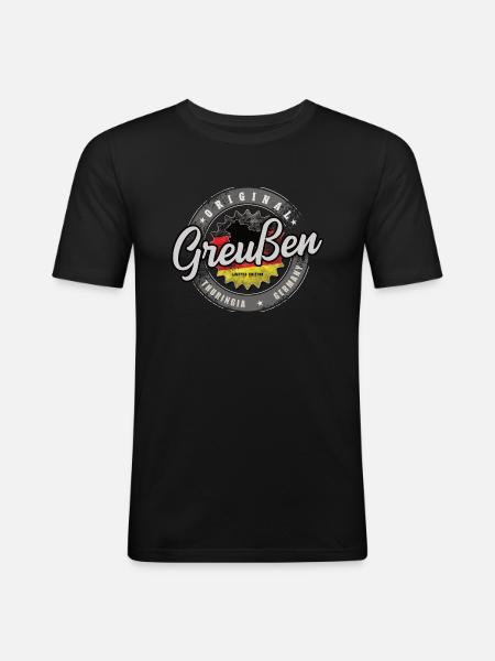 Original Germany Thüringen Greußen - Männer Slim Fit T-Shirt - Schwarz