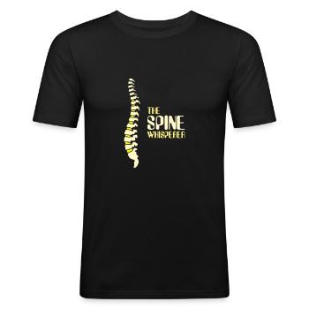 Colonne vertébrale Whisperer - T-shirt près du corps Homme - noir - Devant - Nik (191cm)