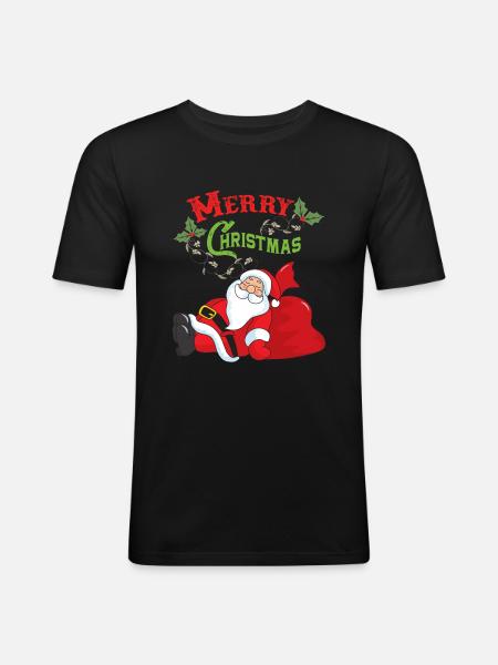 Weihnachtsmann - Männer Slim Fit T-Shirt - Schwarz