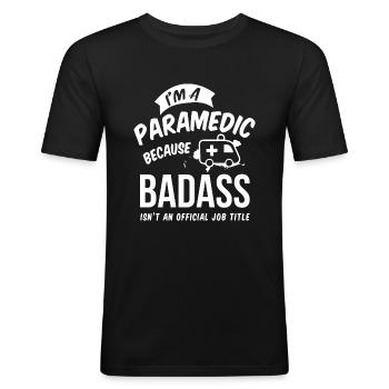 Sanitäter Rettungsdienst Geschenkidee - Männer Slim Fit T-Shirt - Schwarz - Vorne - Nik (191cm)