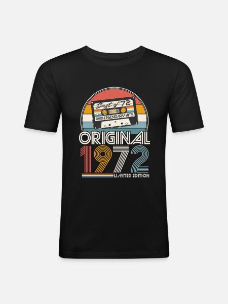 1972 Vintage Birthday Retro Gift - Men's Slim Fit T-Shirt - black