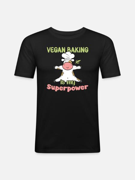 Vegan Baking is my Superpower - Männer Slim Fit T-Shirt - Schwarz