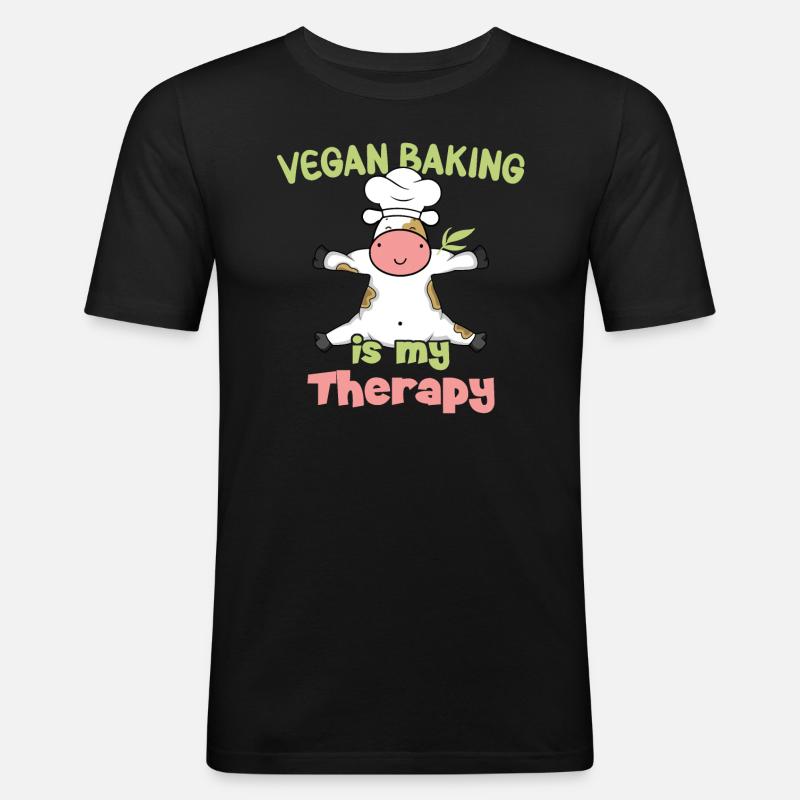 Vegan Baking is my Therapy - Männer Slim Fit T-Shirt - Schwarz