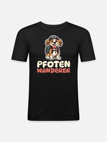 Pfotenwanderer - Wandern - Hunde - Männer Slim Fit T-Shirt - Schwarz