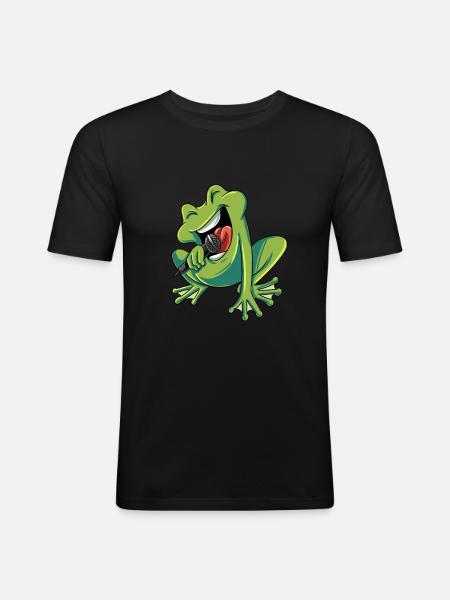 Singing Frog - Men's Slim Fit T-Shirt - black