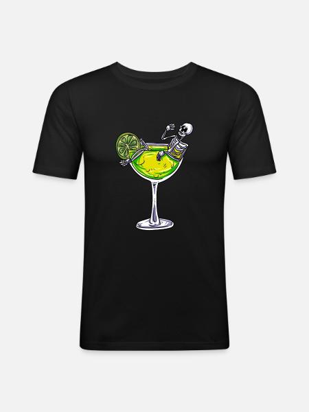 Skeleton Cocktail - Men's Slim Fit T-Shirt - black